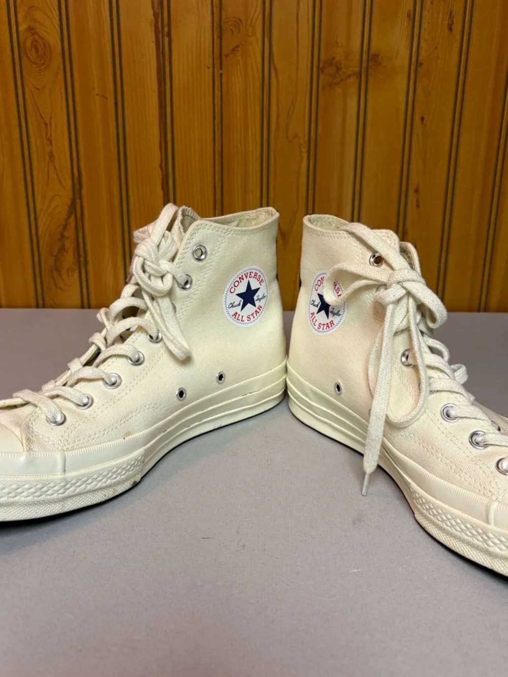 Converse Chuck Taylor High Top in Cream with Red Heart Graphics - Picture 8 of 8